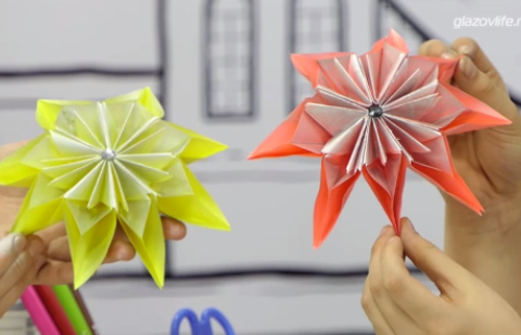 Мастерим объемную снежинку в технике оригами